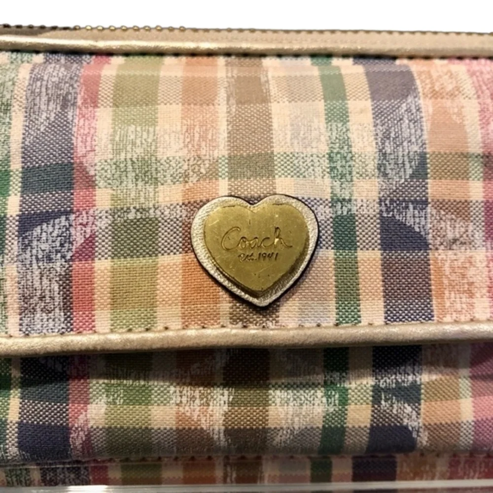 Coach Poppy Glam Madras Plaid Wristlet. Vintage Y2k - Picture 2 of 6